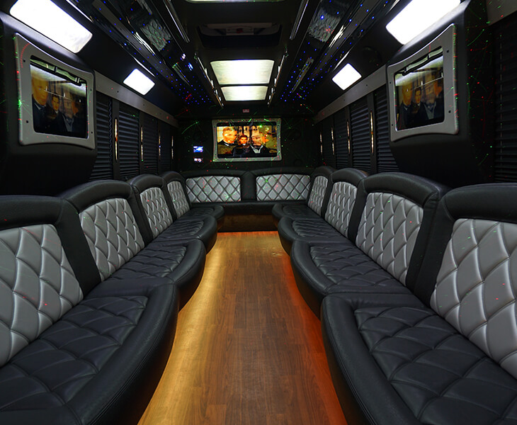 Luxury party bus interiors